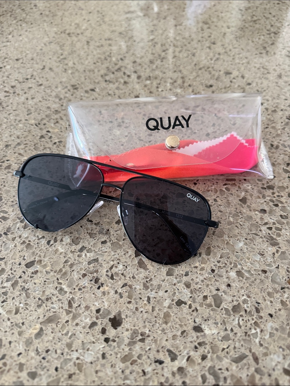 Quay Black Aviator Sunglasses.